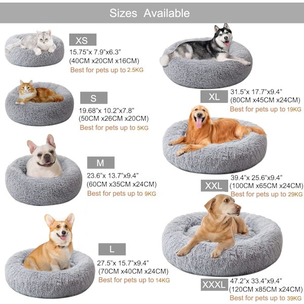 Kattsäng Donut Cuddler, 70 cm Grå Flurry Uppvärmning Rund Plysch C, ZQKLA