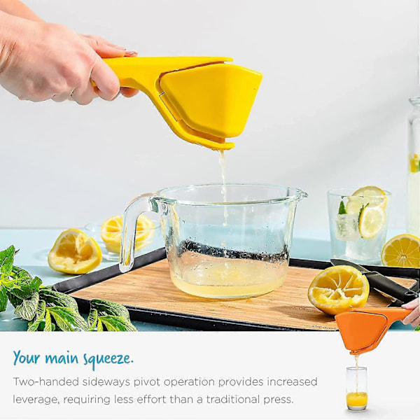 Citronpress, Lättpressad Manuell Citronpress, Citruspress Som Fälls Platt, Citronpress Med Sidledes Pivot Gul