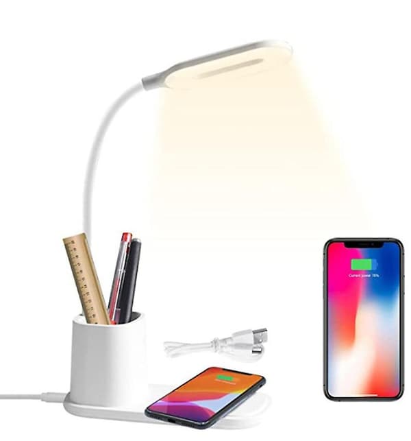 LED Skrivebordslampe, Dimbar 360 Rotasjon LED Skrivebordslampe, USB Oppladbar
