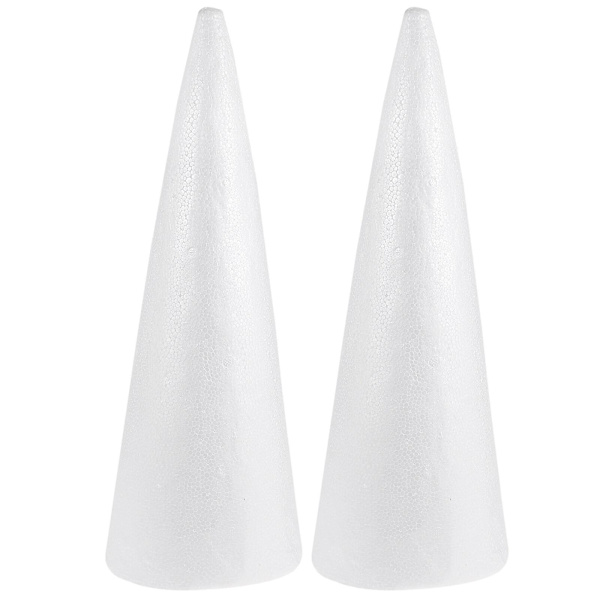 2 stk. Børne DIY Håndværk Kegle Tilbehør Julekegle Håndlavet Hvid Solid Kegle (38x13,5cm)