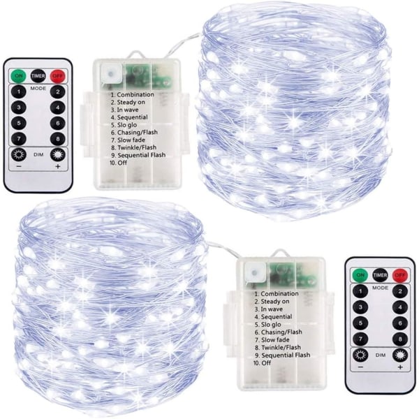 Batteridrevne Feelykter, [2-pakning] 10M 100 LED Vanntette, ZQKLA