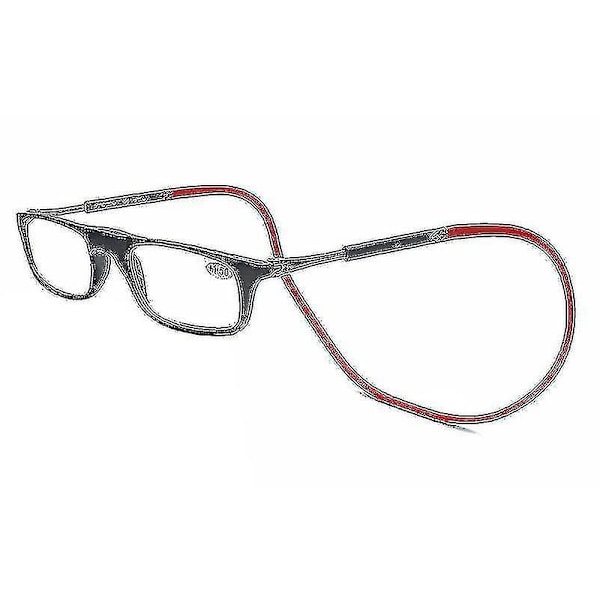 Lesebriller Høykvalitets TR Magnetisk Absorpsjon Hengende Nakke Lesebriller Black 1.5 Magnification