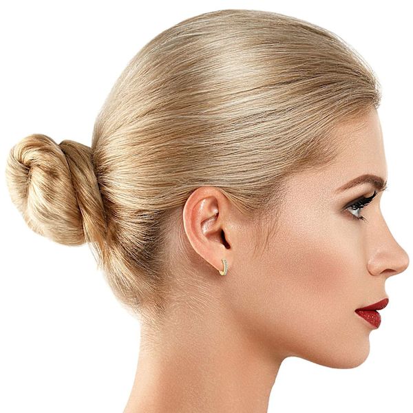 14K Guldpläterade Cubic Zirconia Manschett Örhängen Huggie Stud, ZQKLA