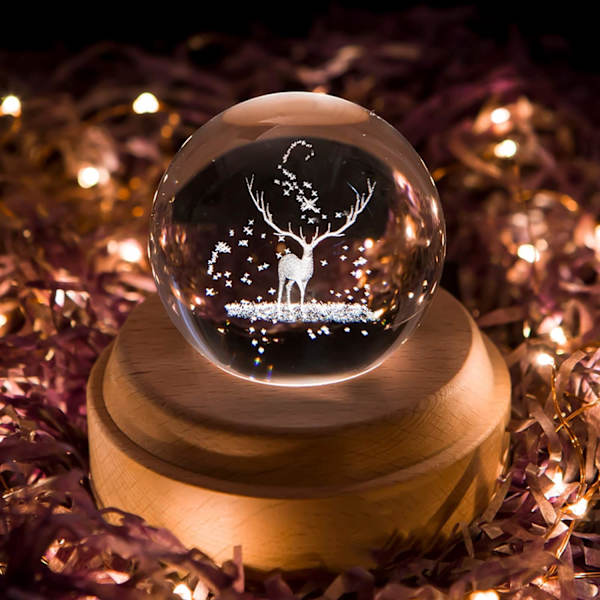 Projektor LED-lys - 3D Krystallkule Musikkboks Lysende Rotasjon, ZQKLA