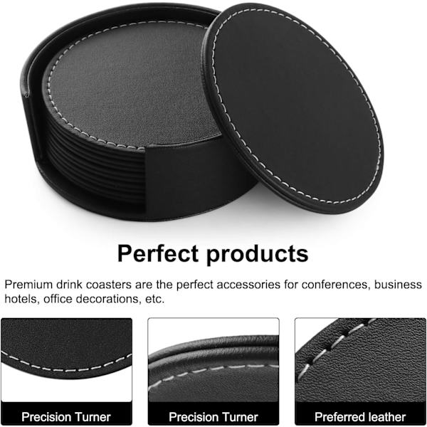 6 stk. skridsikre PU læder coasters med varmebestandig Ho, ZQKLA