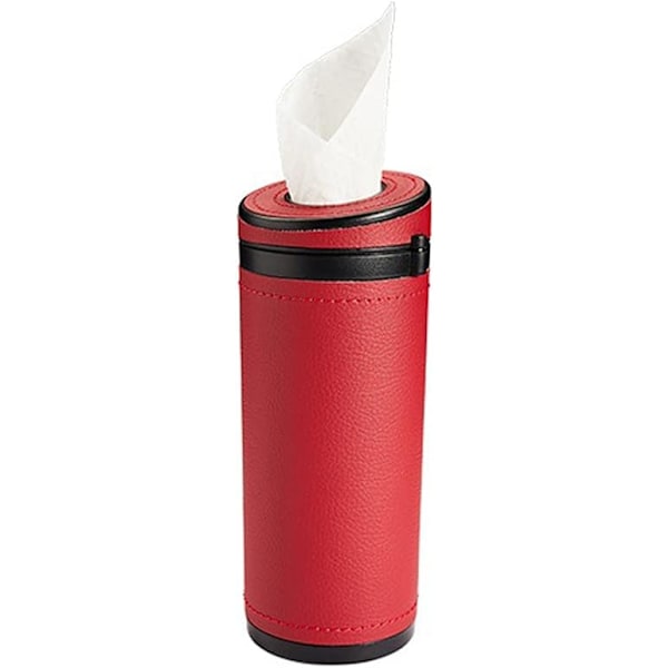 （Röd）Tissue Bil Mugghållare, Universal PU Läder Tissue Disp, ZQKLA