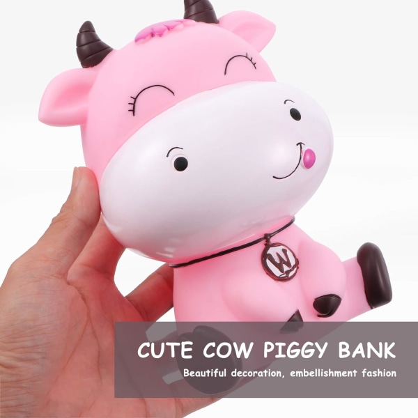 （Pink farve）Animal Piggy Bank Dejlig Ko-Shape Piggy Bank Pi, ZQKLA