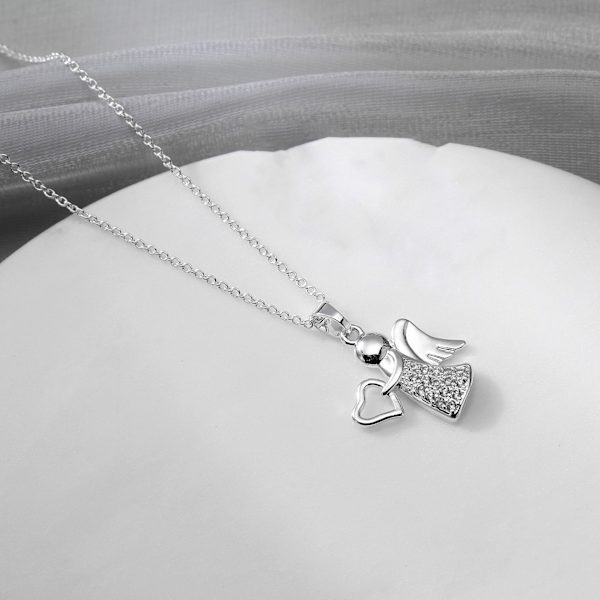 Skyddsängel Hängsmycke Halsband Zirkon Hjärta Smycken Första C, ZQKLA