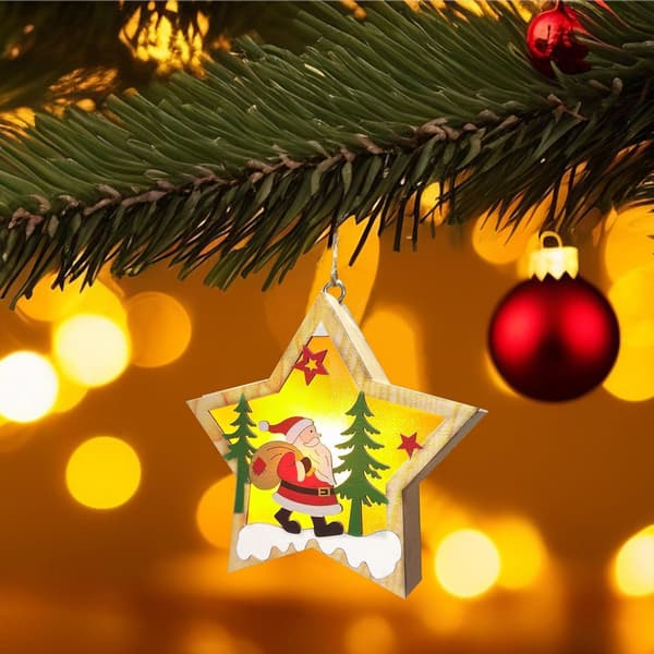 LED-lysende juletrepynt, julenissen julepynt