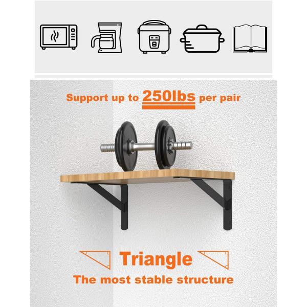 12 Tommer Heavy Duty Hyllebrakett, Vegg Hyllebraketter, 90 Grader