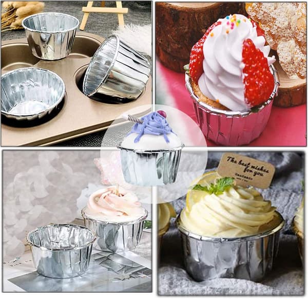 50 Stk. Bageforme i Aluminiumfolie, Cupcake Forme, Mini Kop, ZQKLA