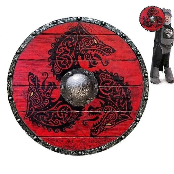 Malet Vikinge Middelalder Rund Voksen Rustning Kostume Cosplay Dekorativ Kamp Halloween Skjold 30cm