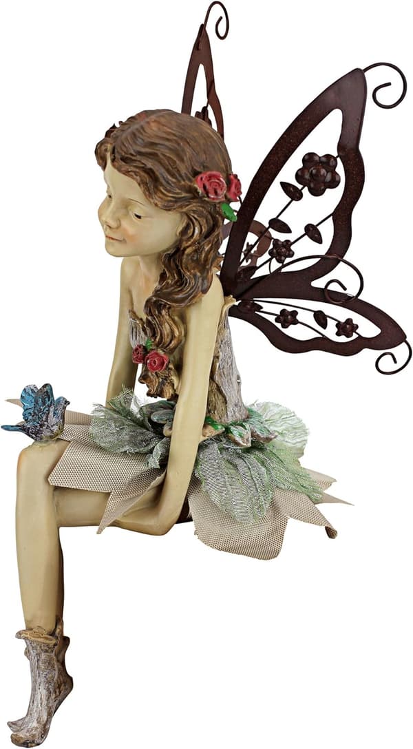 Fannie Trädgårdsfé Sittande Staty, 21 cm, Polyresin, Fullfärg