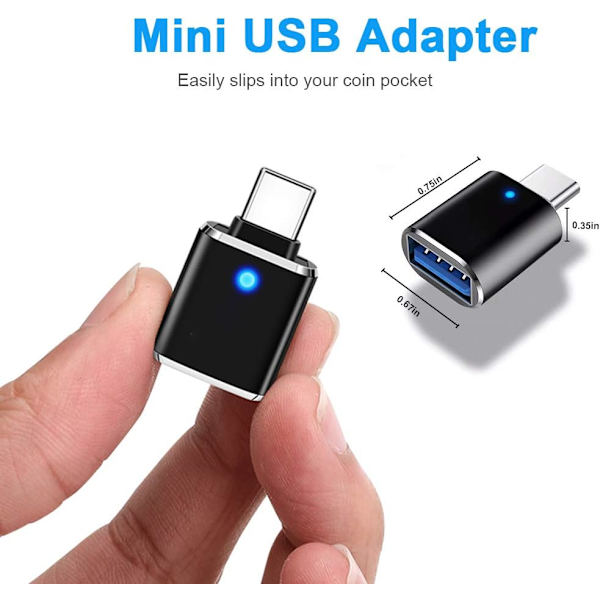USB C - USB OTG 3.0 -sovitin - USB Type C uros - USB A naaras, ZQKLA