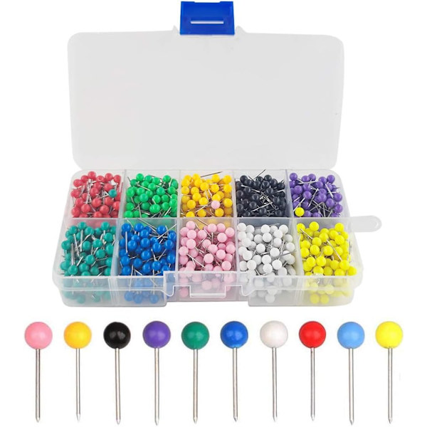 1000 Styck Häftstift, Runda Huvudnålar, Kartnålar, Häftstift, med St,ZQKLA