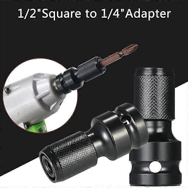 4 stk. Slagfast Adapter 1/2 Firkantet Drev til 1/4 Hex Skaft Socket Adapter