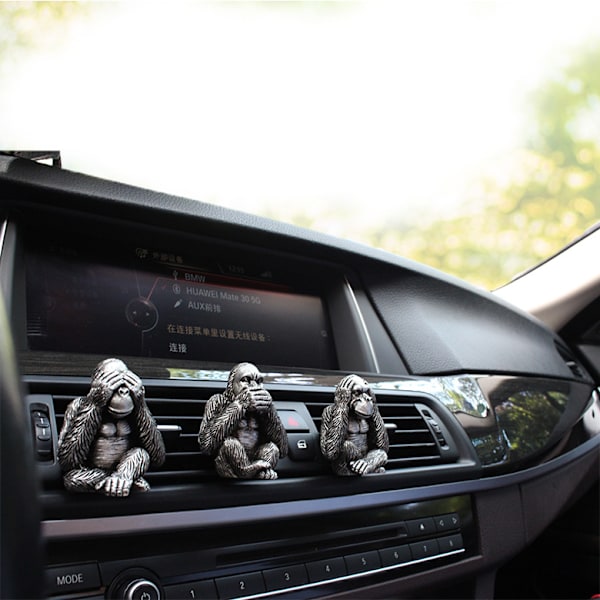 Visa apor Ornament i Antik Silverfinish Bil orangutang cre