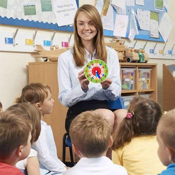 Træ Montessori ur til børn, træ form sortering ur, ZQKLA