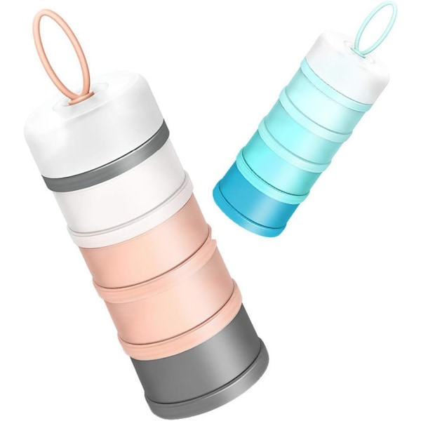 Bærbar Spædbarns Mælkepulver Dispenser, Stabelbare Bokse, 4 La