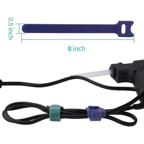 50 stk Gjenbrukbare Kabelbinder, 8 tommer Premium Justerbare, ZQKLA