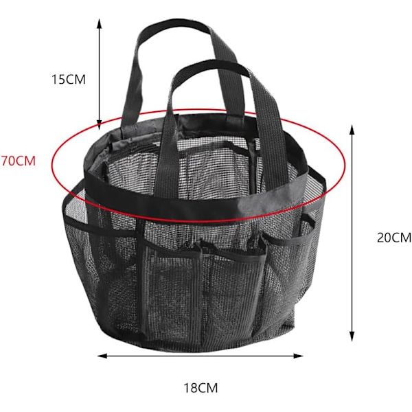 Mesh vaskpose, Bærbar Hengende Tote Bad Organizer Mesh Strand Ba