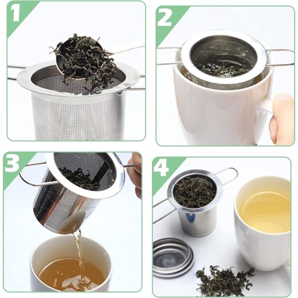 2 STK tefilter, 304 rustfrit stål tefilter te-infuser med