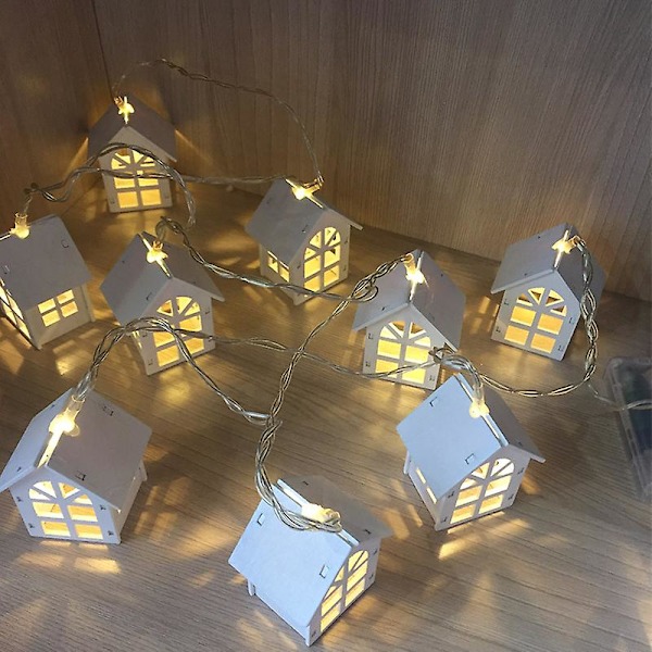 10 LED Træhus Feelysslynge Bryllup Fest Nytår Hængende Girland Julepynt Hjem Navidad Kerst Noel Lamper