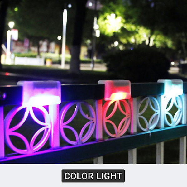 4 stk. Solcelledekkslys LED Vanntett Utendørs Solcelledrevet Lys Hage Trapp Lys Dekorasjon for Hage Terrasse Trappe Gjerde Color light