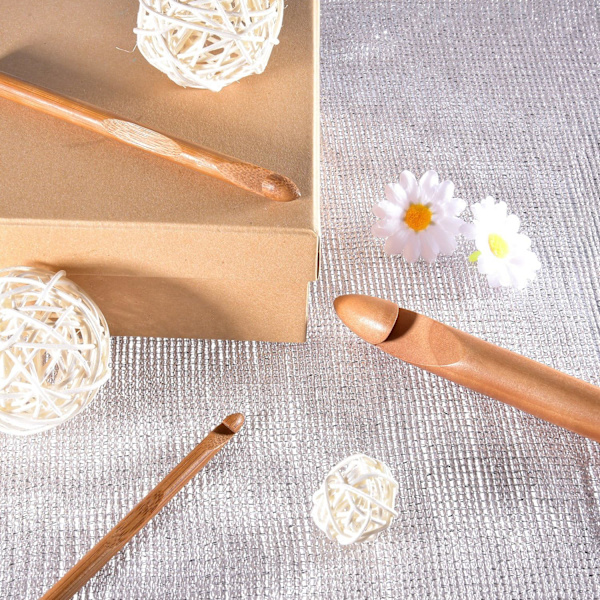 15 stycken trä- och bambu-stickor för virkning, ZQKLA