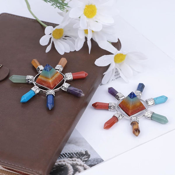 7 Chakra Punkter Pyramide Energi Generator til Reiki Skrivebords Deco, ZQKLA