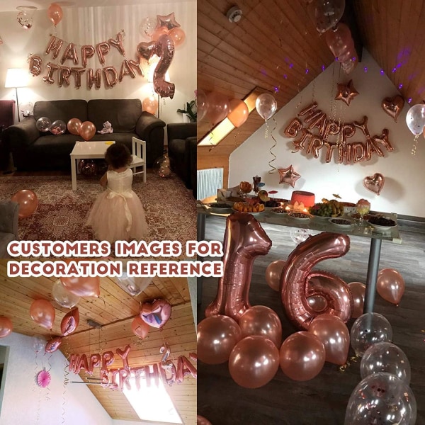 Birthday Pink Balloon Tillykke med fødselsdagen Garland Kit, Rose Gold ,ZQKLA