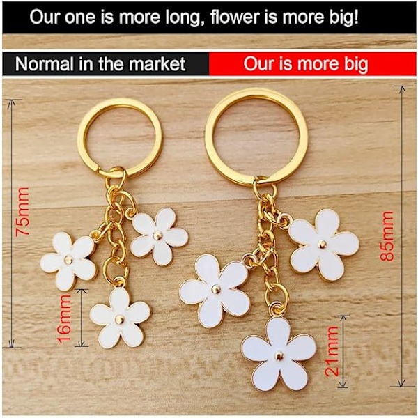 Blomster Charms Emailleret Nøglering Kæde Kvaster Nøglering Til Wo,ZQKLA