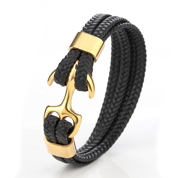 Herrar Vintage Anker Läderarmband Flerskiktsarmband Cu,ZQKLA