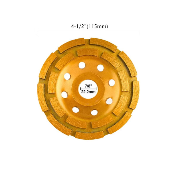 115 mm x 22,2 mm 4,5 tuuman timanttihiomakiekko kaksinkertaisella rivillä, ZQKLA