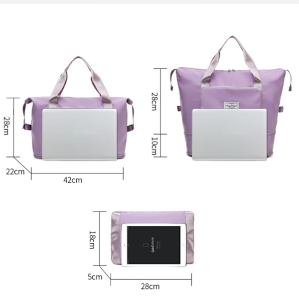 Stor Foldbar Rejsetaske, Nylon Udvidbar Weekende, ZQKLA