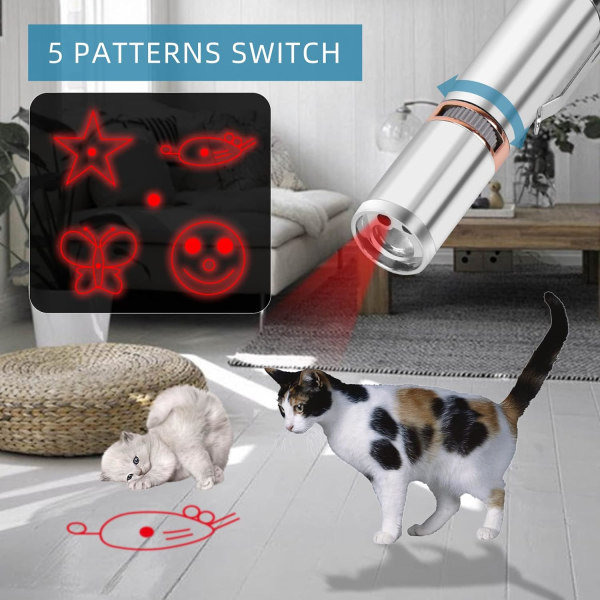 Interaktiv Kattleksak 3 i 1 LED-pekare USB Uppladdningsbar Katt, ZQKLA