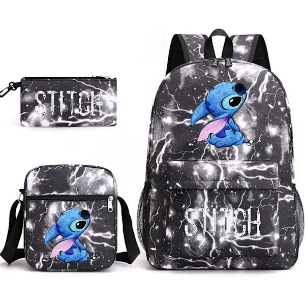 Lilo & Stitch Ryggsekk Sett Skoleveske. .- Perfekt starry blue Lightning black