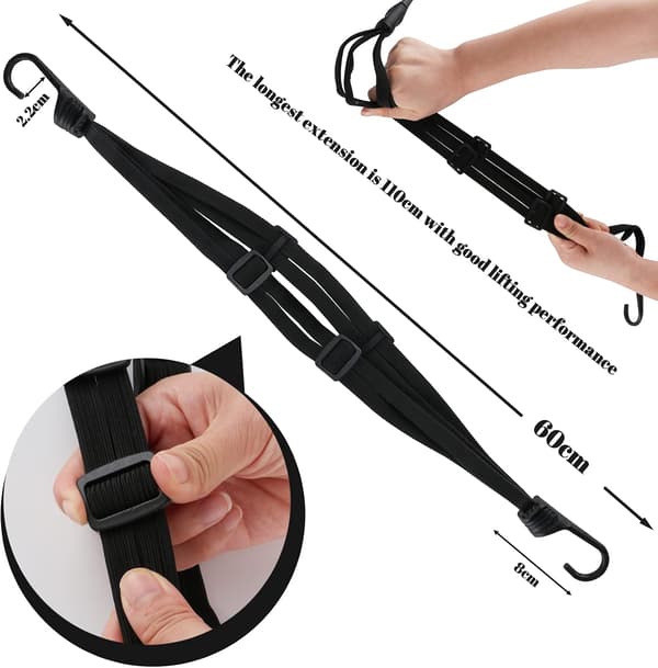（60cm）3 Elastiska Bagagelås med Dubbla Krokar, Infällbara, ZQKLA