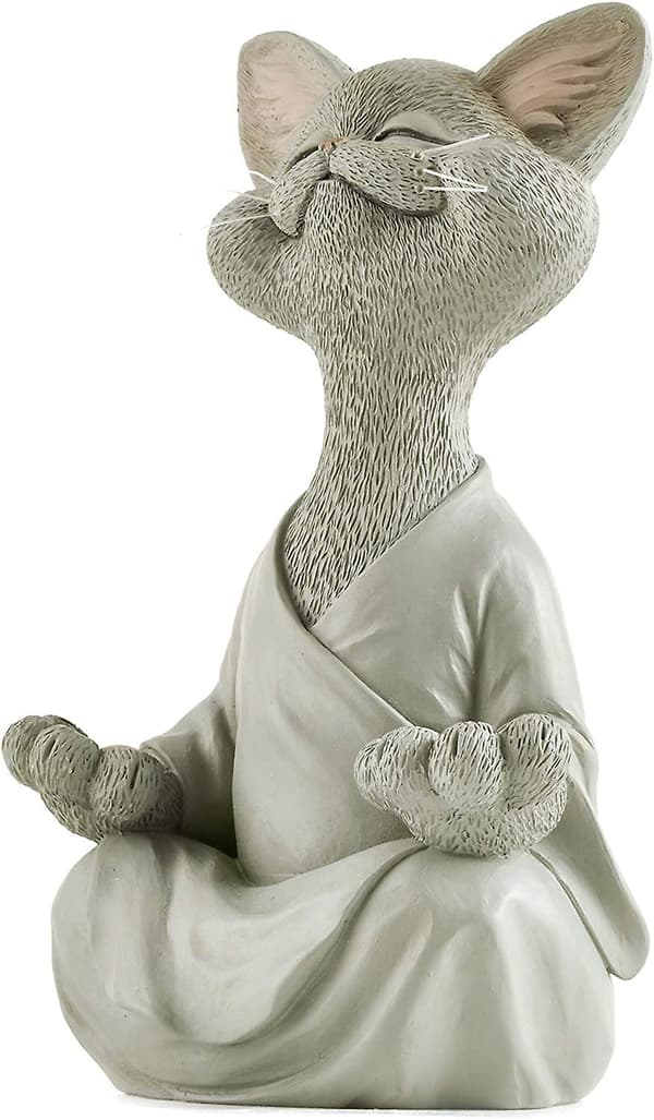 Lekfull Buddha Kattefigur, Meditasjon Yoga Samleobjekt, Katt L