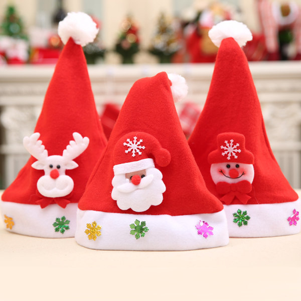 Morsomt julesett: Lue 3 stk pakke - julenisselue,, rød,ZQKLA