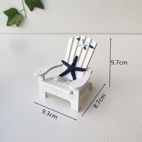 Sæt med 4 Mini Adirondack Strandstols Ornamenter til Kyst, Ocean