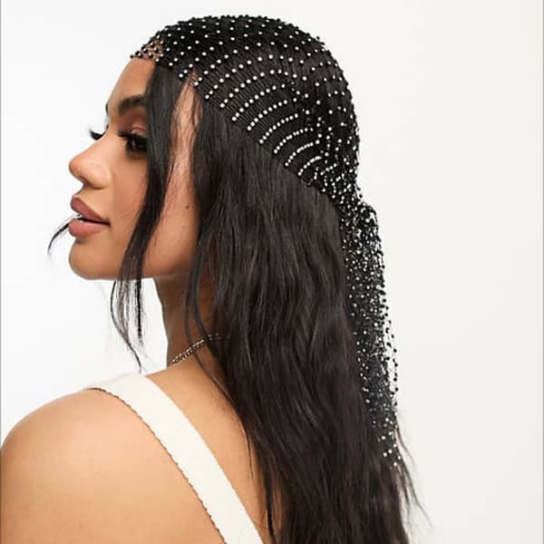 Nät Rhinestone Hårband Kristall Bred Hår Scarfs Elastisk Turba