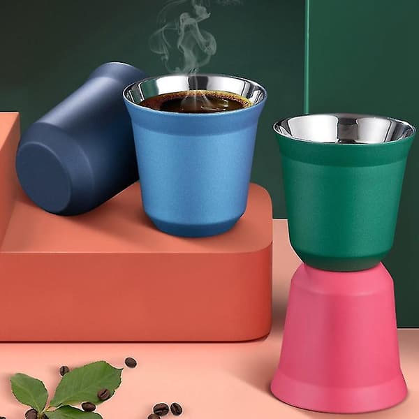 80ml Dobbeltvægget Espresso Kop i Rustfrit Stål Isolering Til Pixie Kaffekop Kapselformet Kaffe