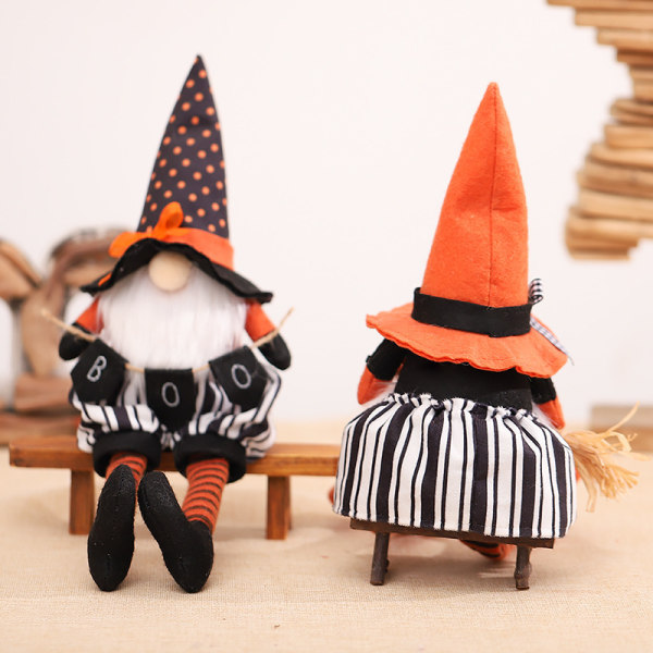 Halloween Gnomes Plysch, 2-pack Handgjord Witch Plysch Gnome Fa,ZQKLA