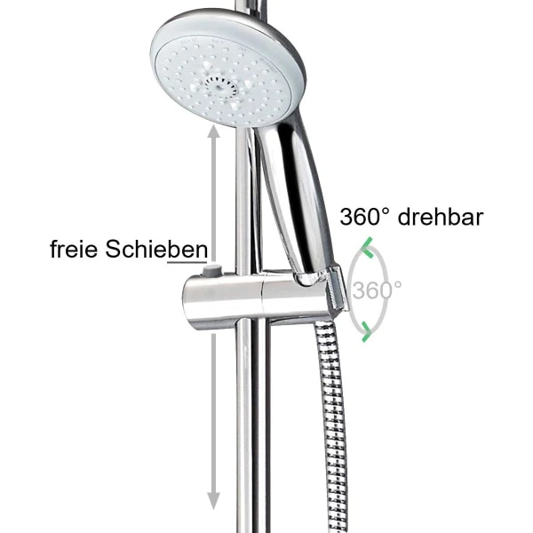 Justerbart duschmunstycke för 25 mm väggstång