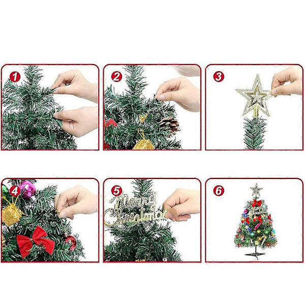 30cm Mini Julgran Liten Upplyst Julgran Konstgjord Julgran Mini Julgran med LED-Ljuskedja Julgran