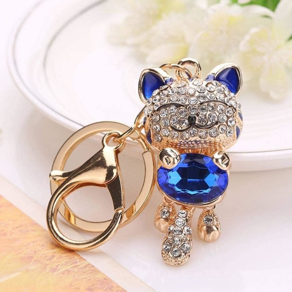 Lovely Cat Rhinestone Keychain (Rosa) Nyckelring Girls Bag Cryst,ZQKLA