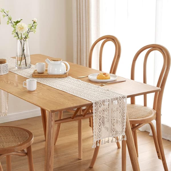 Makrame Bordløper Bondegårdsstil Bomullsblonder Boho Bord, ZQKLA