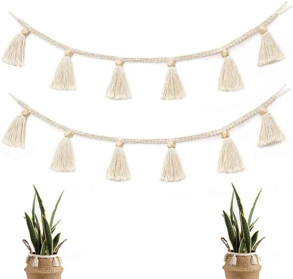 Vävd Bomullsfransgirlang, 2 Stycken Macrame Väggbonad, ZQKLA