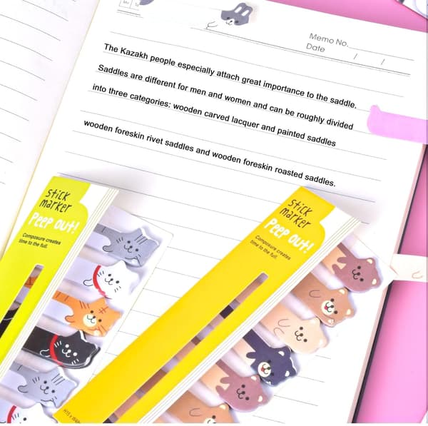 Søte Dyre Sticky Notes, 4 stk Dyreformede Limlapper,,ZQKLA